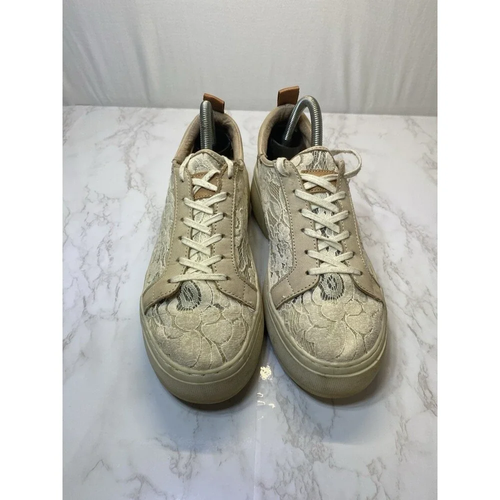 42 GOLD Glee Leather Sneakers for Women - Cream Lace, Size 10/41